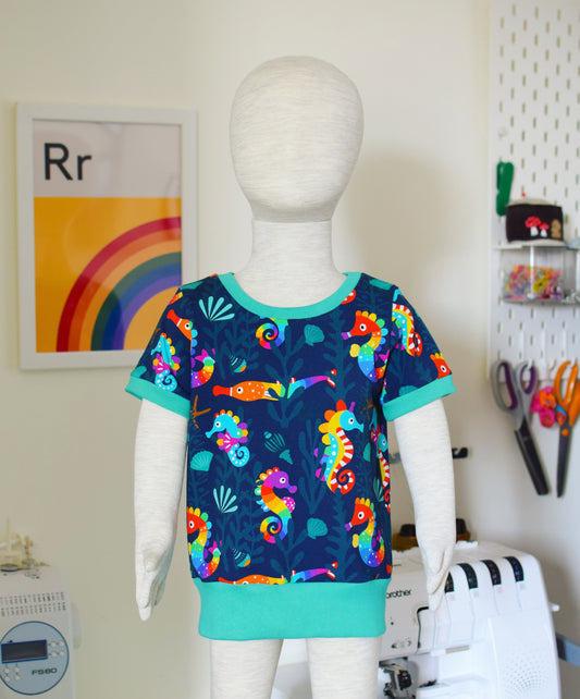 ‘Grow with Me’ Short Sleeved Top - Seahorse Hide & Seek