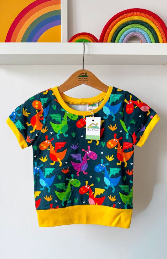 ‘Grow with Me’ Short Sleeved Top - Rainbow Dragons